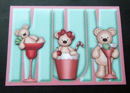 Cocktail Bears - Mum Shape with Decoupage by Charlie Angel