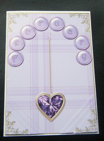 Amethyst Birthstone Golden Heart Step by Step Card by Charlie Angel
