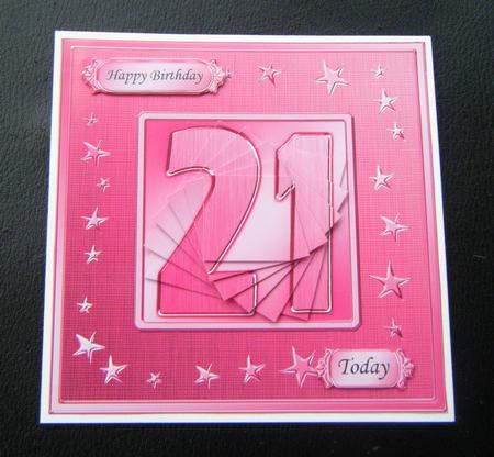 21st Bright Metallic Age Quick Card with Twisted Pyramage by Charlie Angel
