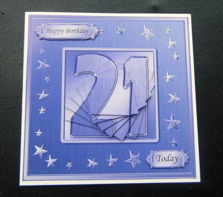 21st Bright Metallic Age Quick Card with Twisted Pyramage by Charlie Angel