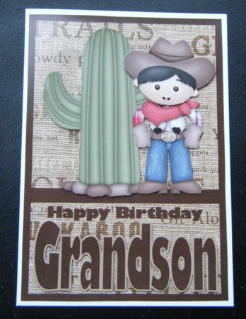 Happy Birthday Grandson Cowboy Card by Charlie Angel