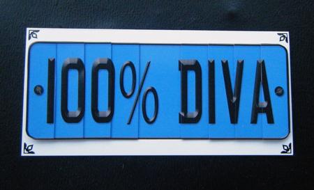 100% Diva Novelty Number Plate with Side Stacker by Charlie Angel