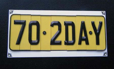 70th Birthday Fun Novelty Number Plate with Side Stacker Top by Charlie Angel