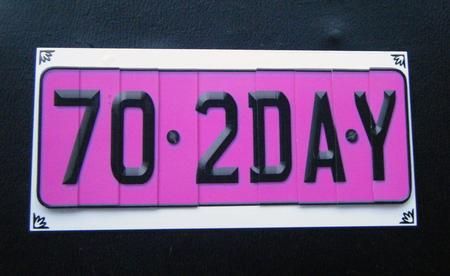 70th Birthday Fun Novelty Number Plate with Side Stacker Top by Charlie Angel