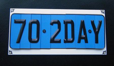 70th Birthday Fun Novelty Number Plate with Side Stacker Top by Charlie Angel