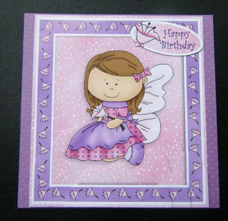 Fairy Pink - Girl's Card Front with Bottom Stacker by Charlie Angel