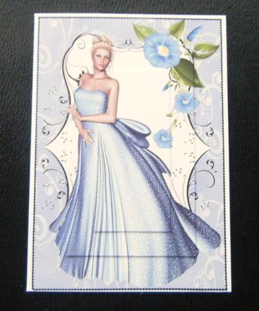 Beautiful Lady in Silver Blue Gown A4 Topper by Charlie Angel