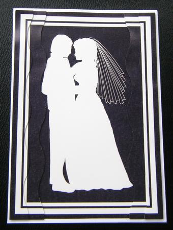 Silhouette Wedding Couple Wavy Edged Side Stacker Card by Charlie Angel