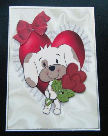 Cute Little Valentine Puppy with Hearts by Charlie Angel