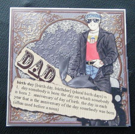 Biker Dad Birthday Definition 5in Zig Zag Bottom Stacker by Charlie Angel