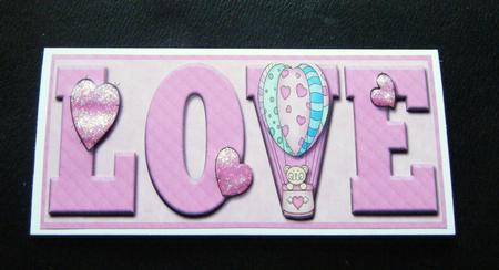 Bear in a Baloon Love Large Dl Card Front - Easicut by Charlie Angel