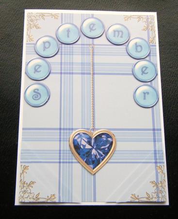 Sapphire Birthstone Golden Heart Step by Step Card by Charlie Angel