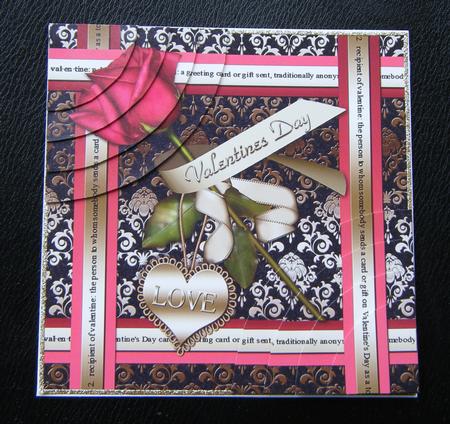 Red Rose Valentine Black Damask 6 Inch Duo Corner Stacker by Charlie Angel