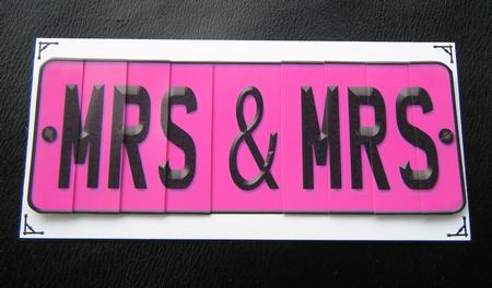 Mrs & Mrs Novelty Number Plate with Side Stacker by Charlie Angel