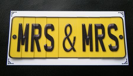 Mrs & Mrs Novelty Number Plate with Side Stacker by Charlie Angel