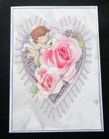 Cute Little Cherub & Pink Roses A4 Topper by Charlie Angel