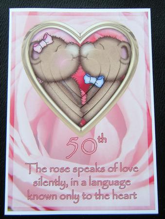 Golden Heart Rose 50th Anniversary Card by Charlie Angel