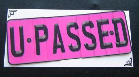 You Passed Novelty Number Plate with Side Stacker by Charlie Angel