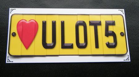 Love You Lots Novelty Number Plate with Side Stacker by Charlie Angel
