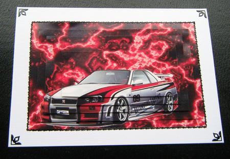 Nissan Skyline on Lightning Background Pyramid by Charlie Angel