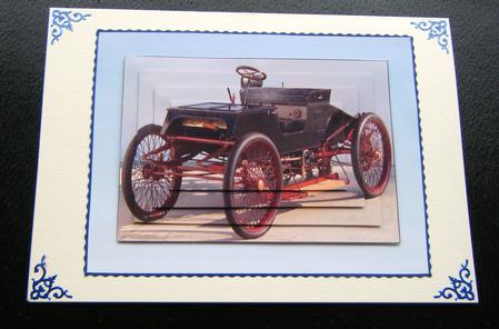 Classic Vintage Car on Sky Blue Metallic Background Pyramid by Charlie Angel