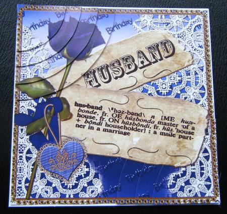 Blue Rose Husband Birthday 6in Duo Corner Stacker by Charlie Angel
