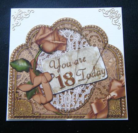 Gold 18 Today Ornate Scallop Deco Stacker by Charlie Angel