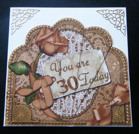 Gold 30 Today Ornate Scallop Deco Stacker by Charlie Angel