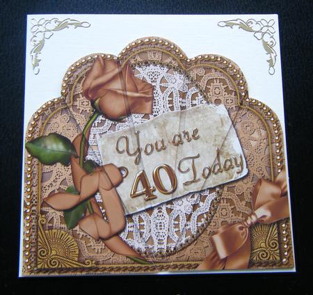 Gold 40 Today Ornate Scallop Deco Stacker by Charlie Angel
