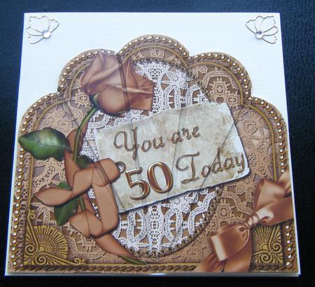 Gold 50 Today Ornate Scallop Deco Stacker by Charlie Angel