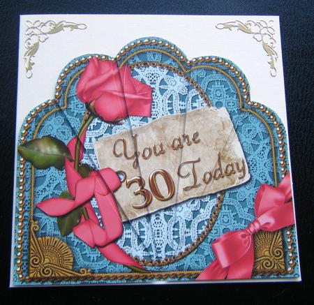 Teal Coral 30 Today Ornate Scallop Deco Stacker by Charlie Angel
