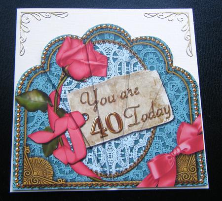 Teal Coral 40 Today Ornate Scallop Deco Stacker by Charlie Angel