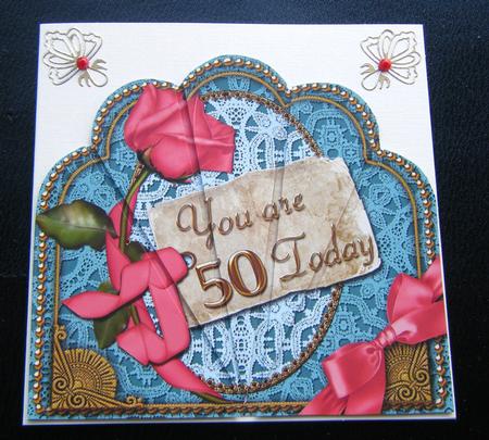 Teal Coral 50 Today Ornate Scallop Deco Stacker by Charlie Angel