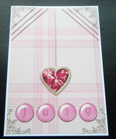 Ruby Birthstone Golden Heart Step by Step Card by Charlie Angel