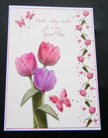 Pink Tulip & Butterfly Wishes Mother's Day Quick Card by Charlie Angel