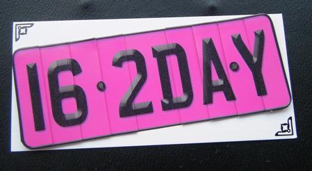 16th Birthday Fun Novelty Number Plate with Side Stacker Top by Charlie Angel