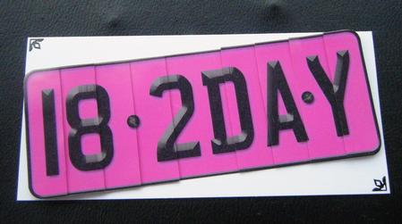 18th Birthday Fun Novelty Number Plate with Side Stacker by Charlie Angel
