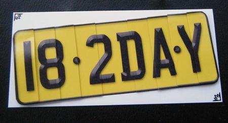 18th Birthday Fun Novelty Number Plate with Side Stacker by Charlie Angel