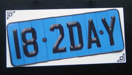 18th Birthday Fun Novelty Number Plate with Side Stacker by Charlie Angel