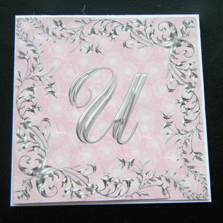 Sterling Silver Initial - U - Corner Stacker Card by Charlie Angel