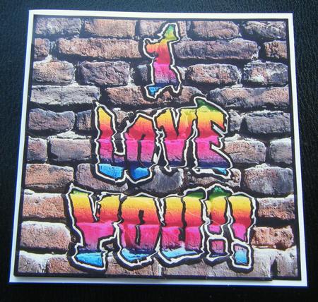 Graffiti I Love You Wavy Corner Side Stacker by Charlie Angel