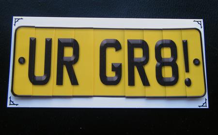 You Are Great Novelty Number Plate with Side Stacker by Charlie Angel