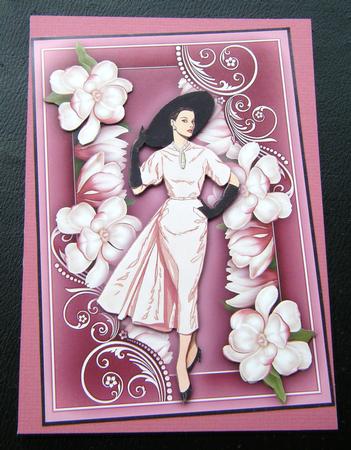 Elegant Lady Amongst the Magnolias Decoupage by Charlie Angel