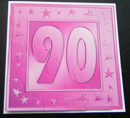 90th Bright Metallic Age Wavy Corner Side Stacker Topper by Charlie Angel