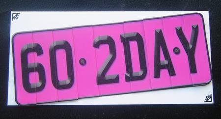 60th Birthday Fun Novelty Number Plate with Side Stacker Top by Charlie Angel