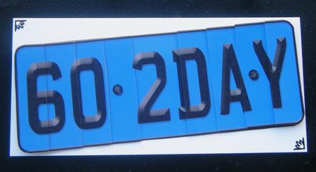 60th Birthday Fun Novelty Number Plate with Side Stacker Top by Charlie Angel