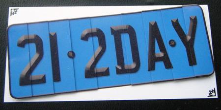 21st Birthday Fun Novelty Number Plate with Side Stacker by Charlie Angel