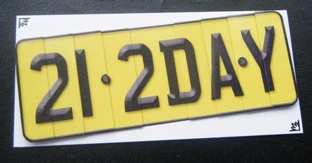 21st Birthday Fun Novelty Number Plate with Side Stacker by Charlie Angel