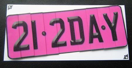 21st Birthday Fun Novelty Number Plate with Side Stacker by Charlie Angel