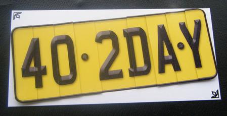 40th Birthday Fun Novelty Number Plate with Side Stacker by Charlie Angel
